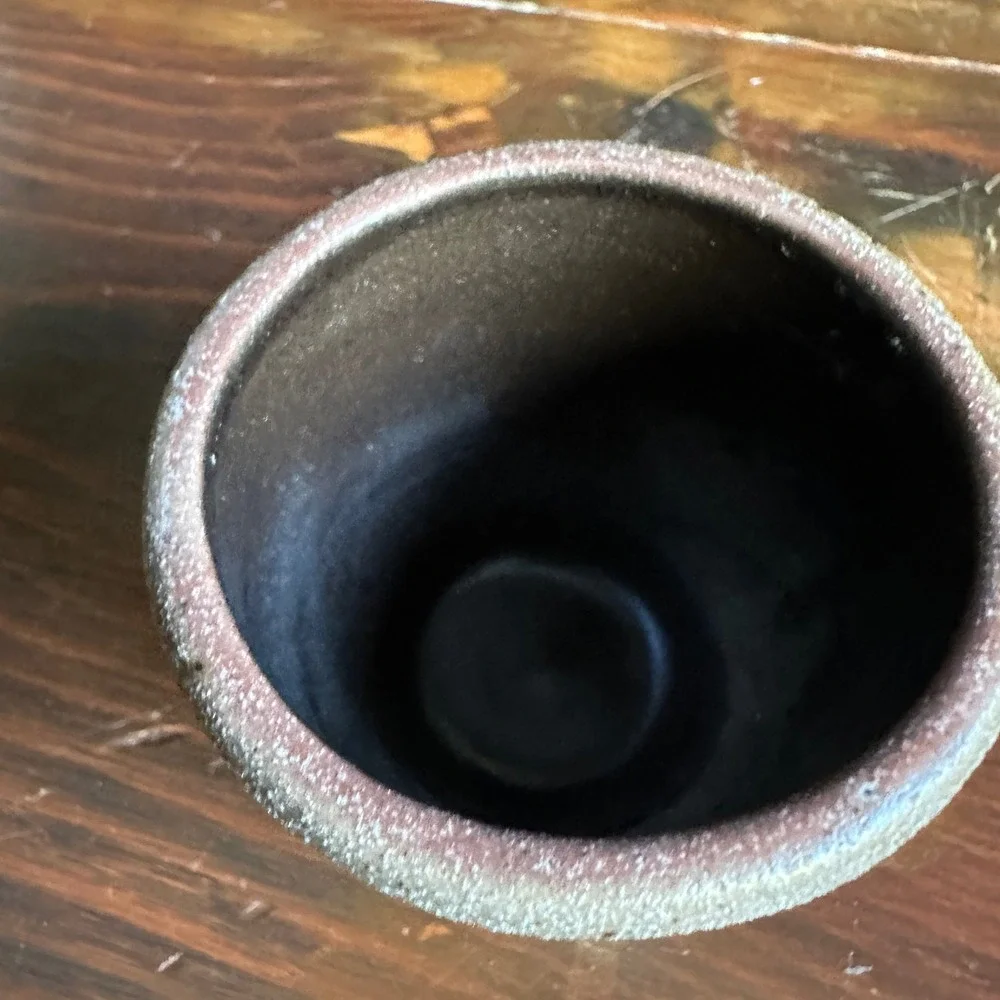Rowe Pottery Works Crock 1991 Gray Blue Salt Glaze Stoneware‎ Bird Small 3.5in